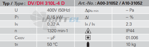 Rosenberg DH 310 L-4 D - описание, технические характеристики, графики